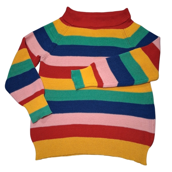 LALA IKAI Oversized Striped Knit Pullover Turtleneck Rainbow Sweater Women Large - Picture 5 of 5